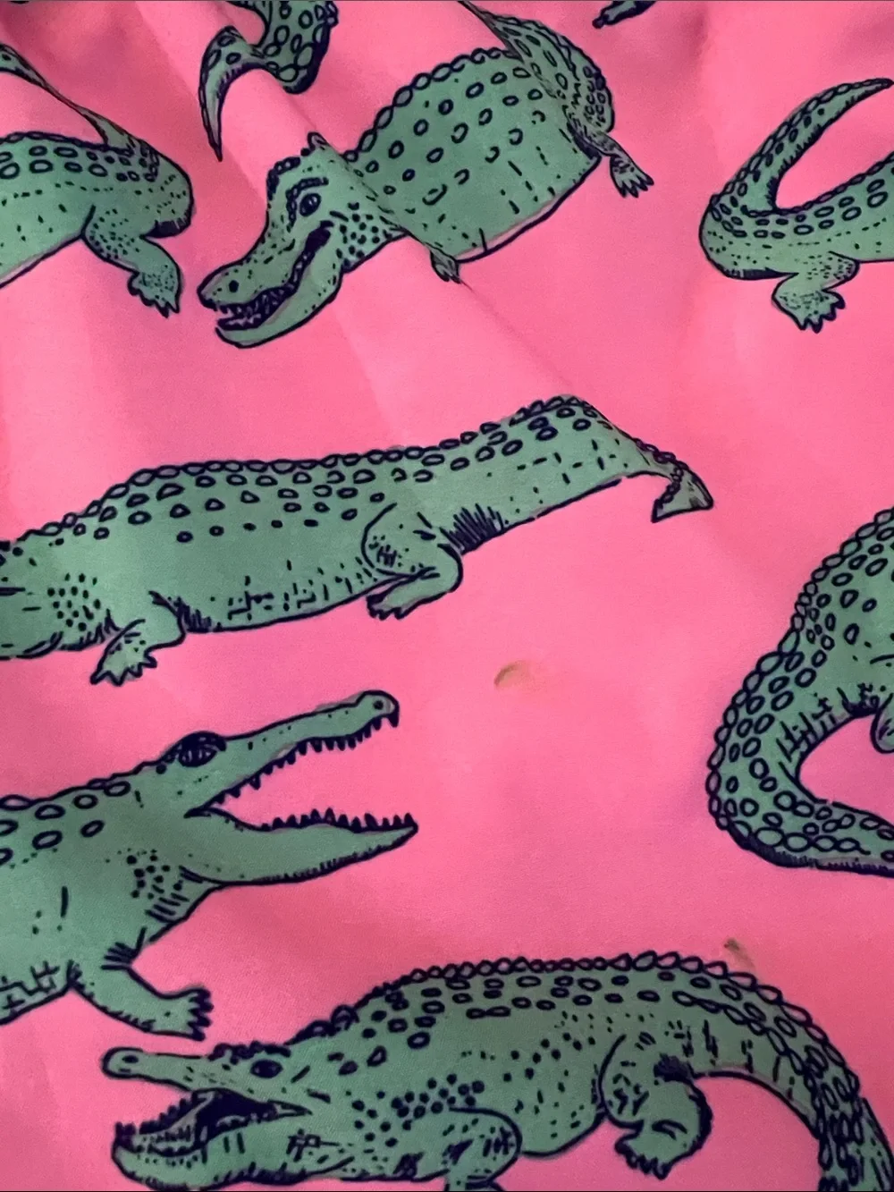 chubbies the Glades Pink Swim Trunks with Green Alligator Motif - size Small
